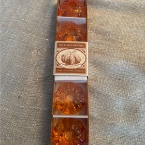 Williams Sonoma Orange Pumpkin Candle Holders